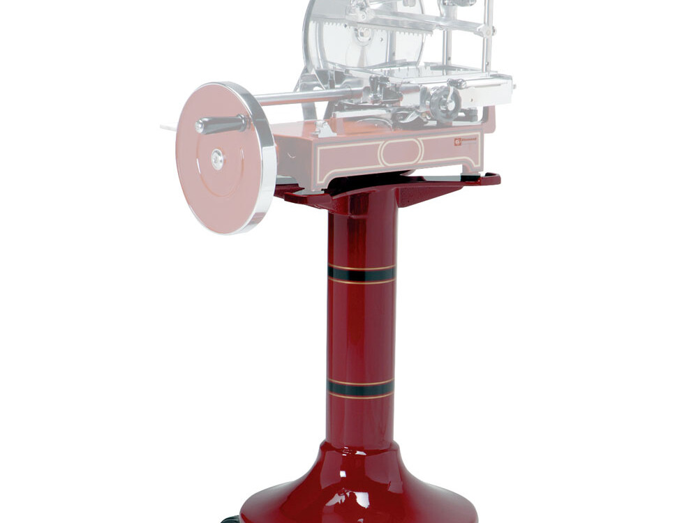 Socle en fonte (rouge vif) pour trancheuse - équipement professionnel de qualité