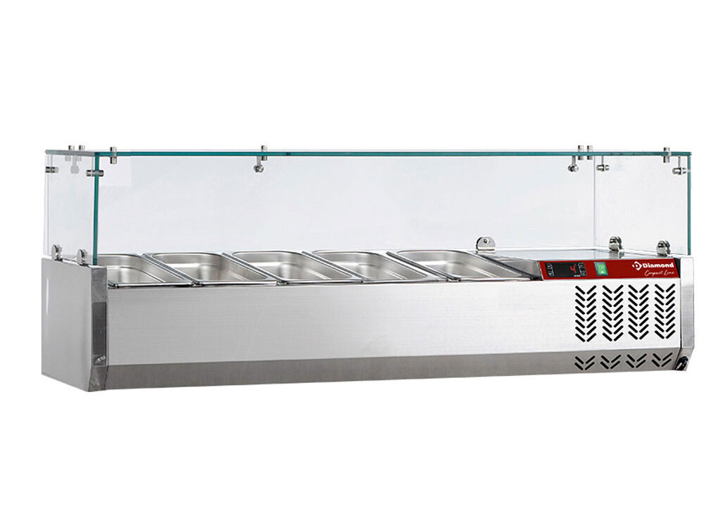 Structure réfrigérée 5x 1/4 - 150 mm,  avec vitre - équipement professionnel de qualité