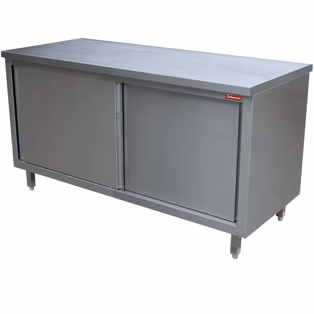 Table armoire neutre,  portes coulissantes - cuisine professionnel de qualité