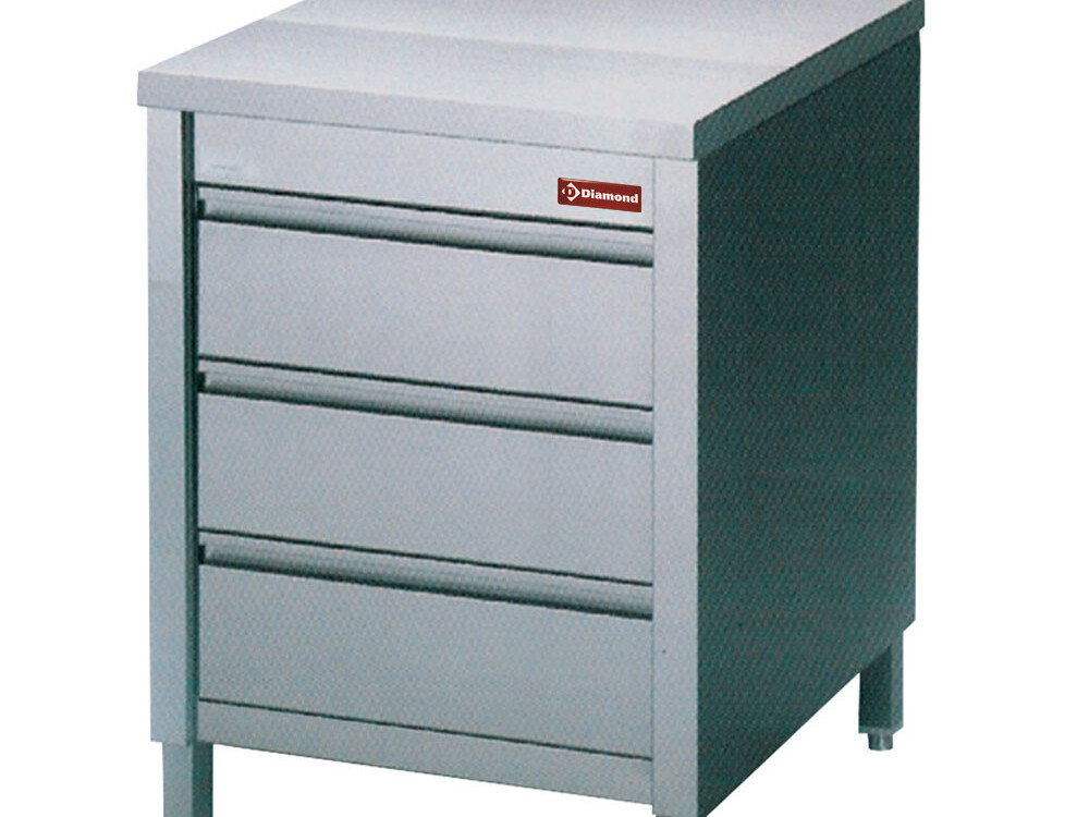 Table sur armoire avec 3 tiroirs GN1/1 - restauration professionnel de qualité