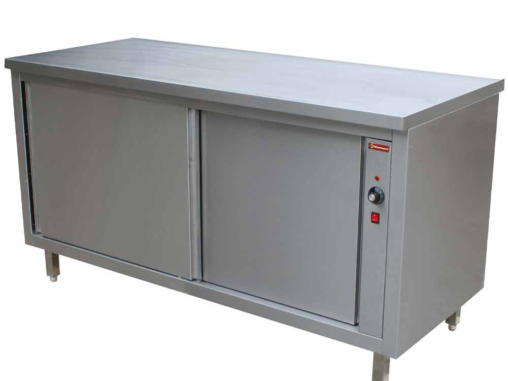 Table armoire chauffante, portes coulissantes