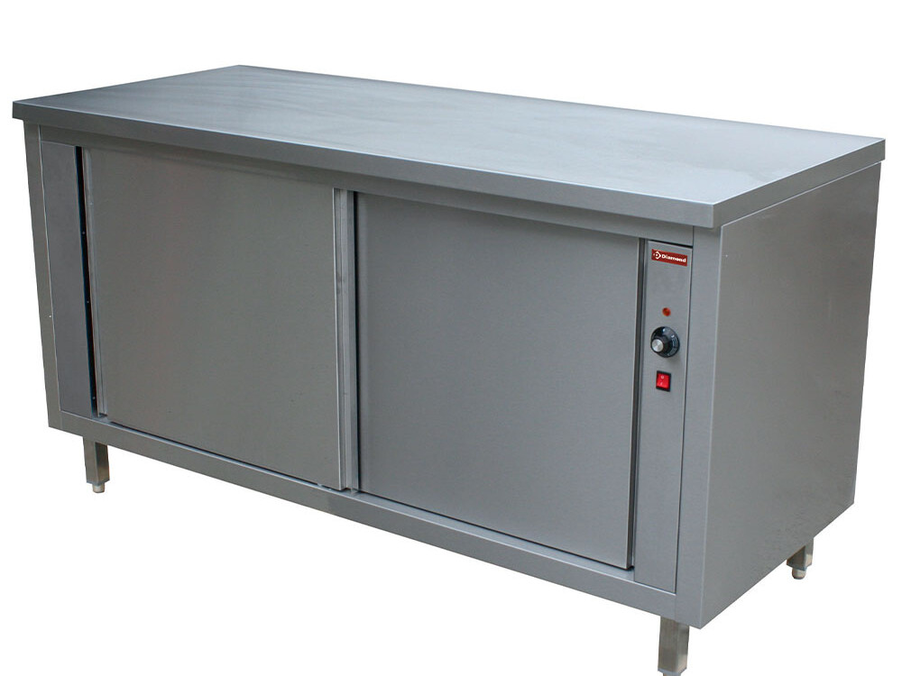 Table armoire chauffante, portes coulissantes