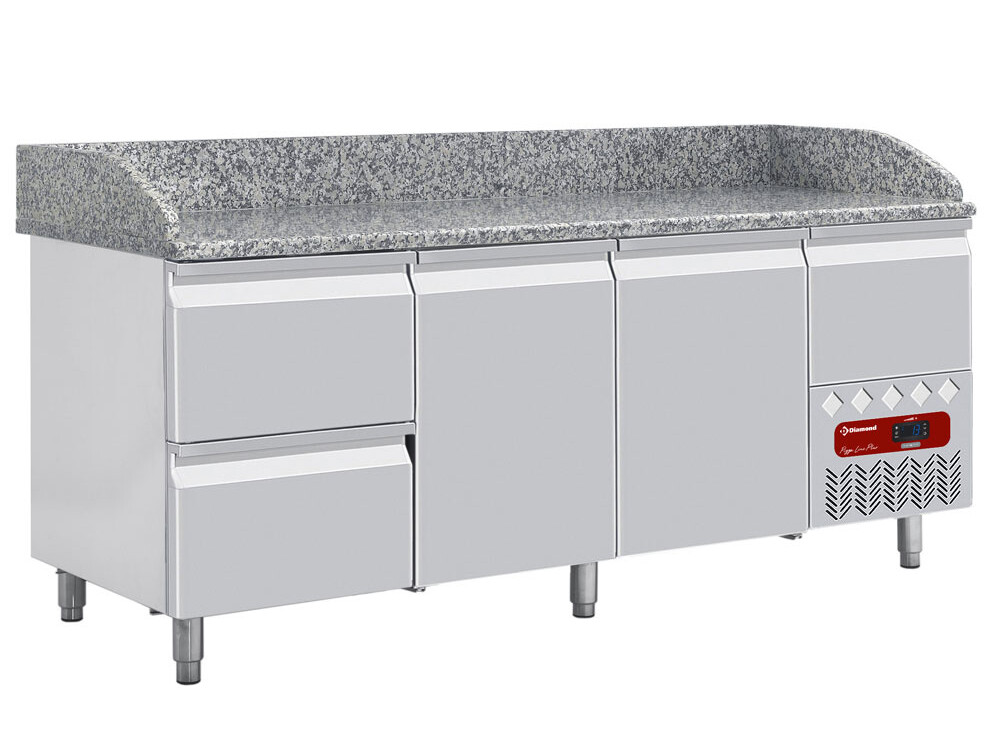 Table frigo 2 portes 600x400, 2 tiroirs neutres (8x bacs... - professionnel professionnel de qualité