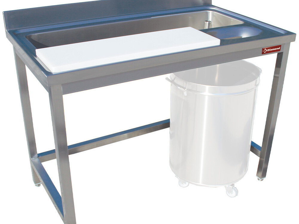 Table préparation et lavage légumes, murale - équipement professionnel de qualité