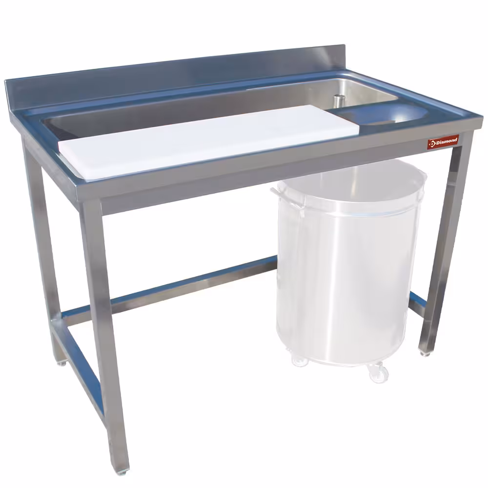 Table préparation et lavage légumes,  murale - équipement professionnel de qualité