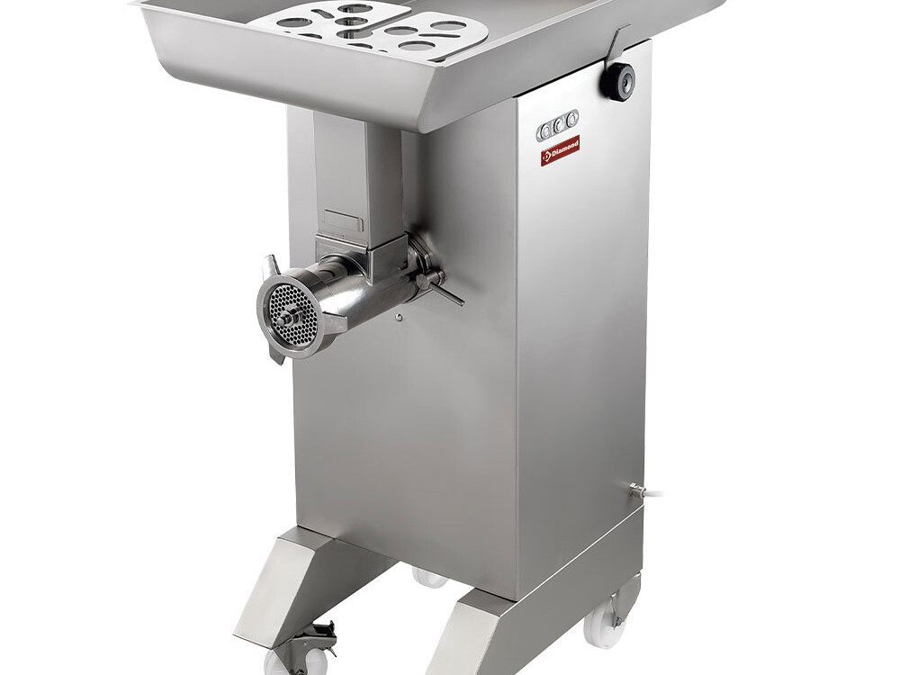 Hachoir en inox N° 32, Ø 4.5 mm, 700 kg/h, sur roues - équipement professionnel de qualité