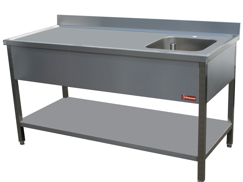 Table de chef 1 cuve droite 400X400XH275 - professionnel professionnel de qualité
