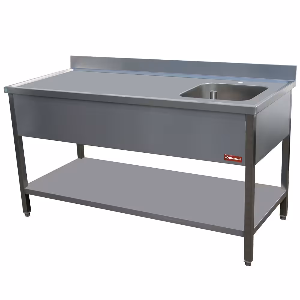 Table de chef 1 cuve 400x400h250 Dx ég.+ - équipement professionnel de qualité