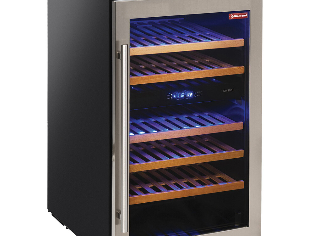 Vitrine cave à vins,  ventilée,  porte en acier inox, 1... - équipement professionnel de qualité