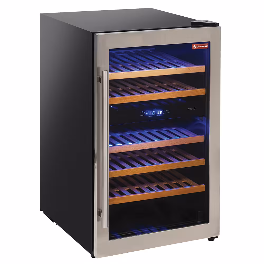 Vitrine cave à vins,  ventilée,  porte en acier inox, 1... - équipement professionnel de qualité