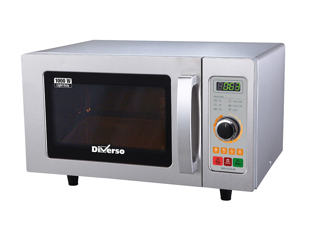 Four micro-ondes en inox, 1000 W. (25 Lt), mécanique - cuisine professionnel de qualité