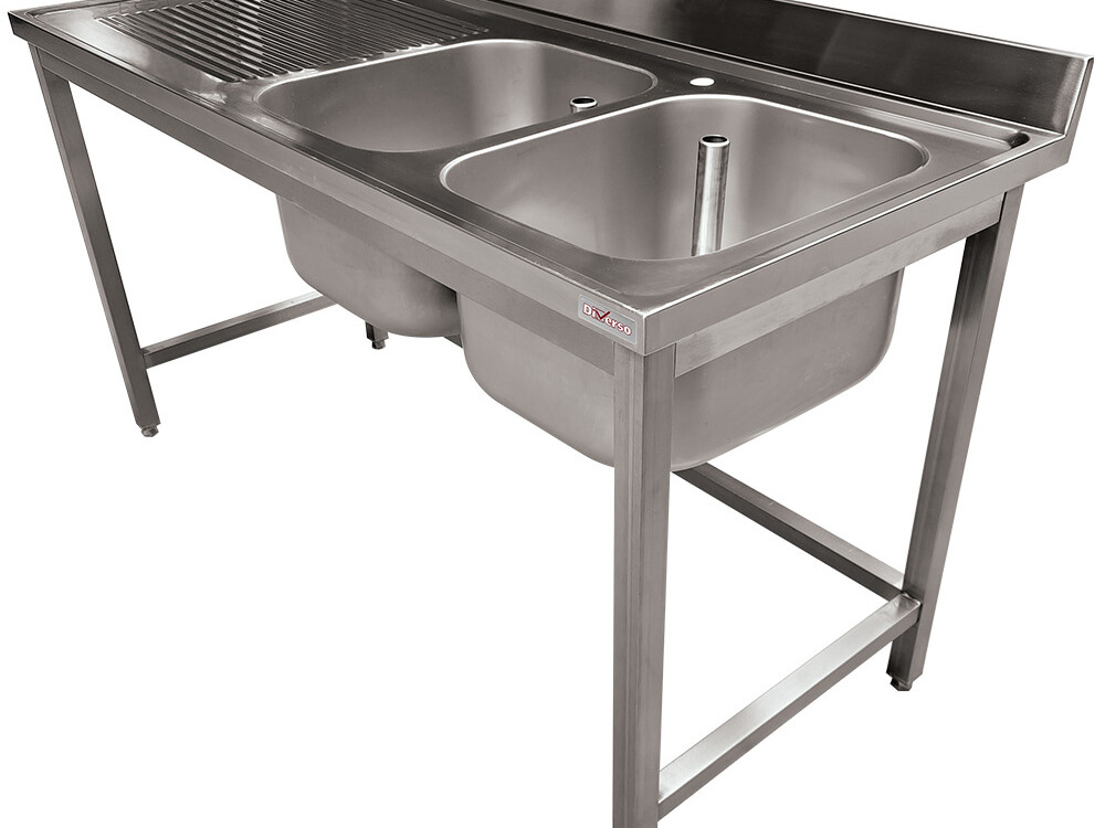 Plonge inox 2 cuves égouttoir gauche,  sans tablette inf... - équipement professionnel de qualité