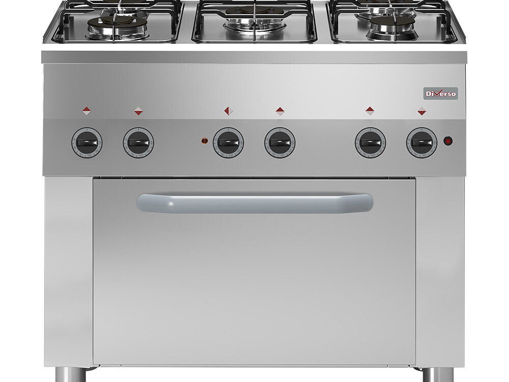 Fourneau 5 feux gaz,  four à convection électrique 4x 1/1 - équipement professionnel de qualité