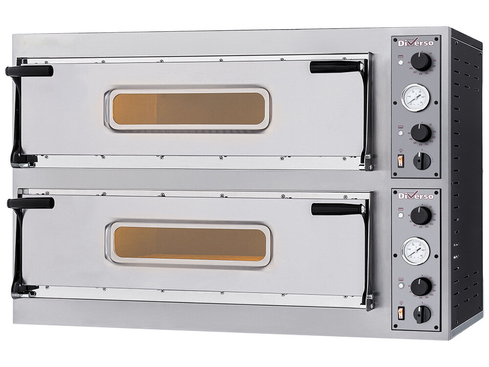 Four électrique 2x 2 pizzas diam. 350mm, 2 chambres - cuisine professionnel de qualité