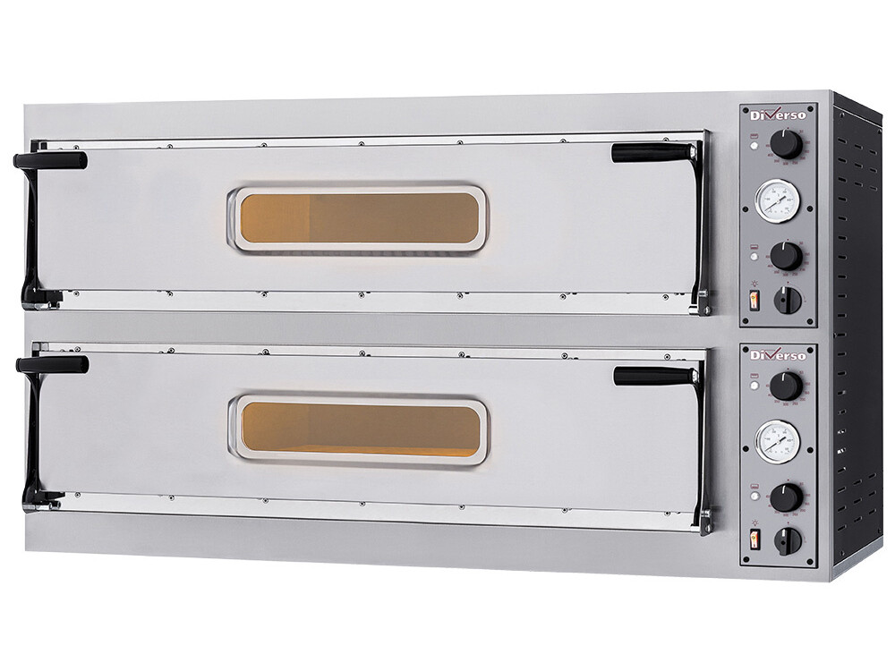 Four électrique 2x 3 pizzas diam. 350mm, 2 chambres - cuisine professionnel de qualité