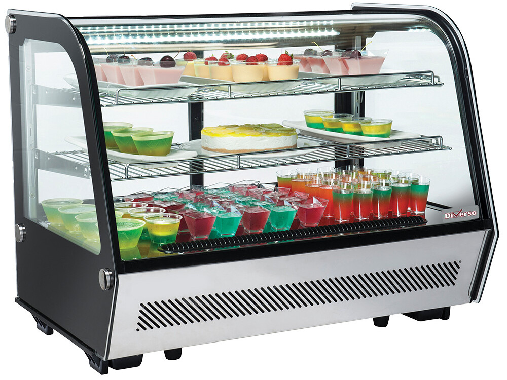 Vitrine réfrigérée de table, 3 niv., vitre bombée - équipement professionnel de qualité