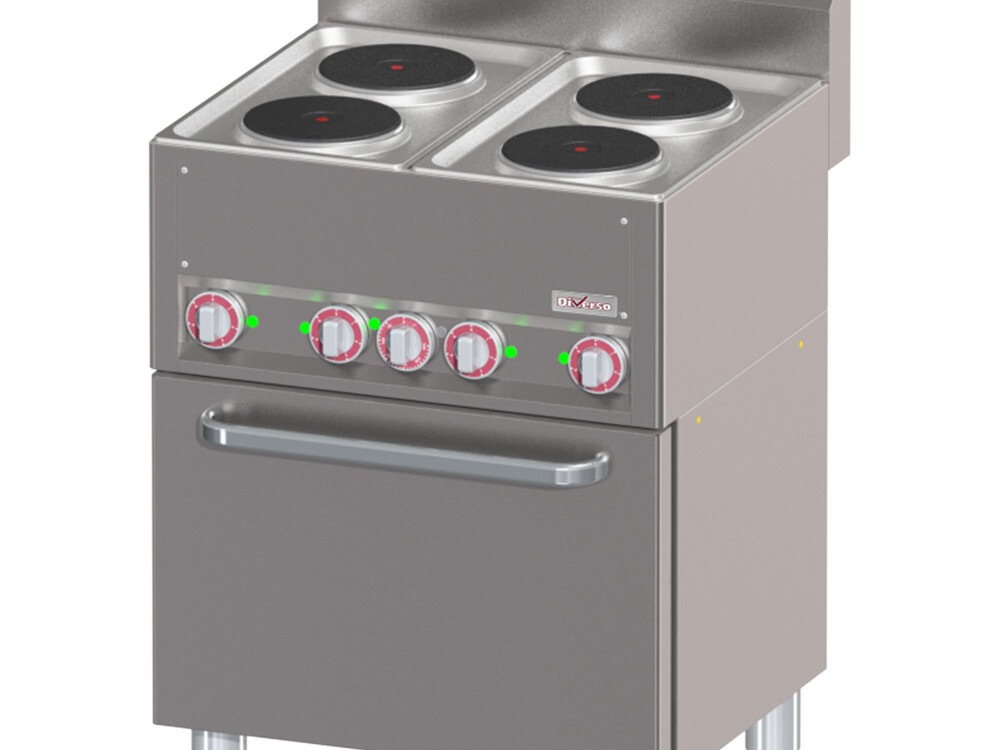 Fourneau 4 plaques électriques sur four à convection GN1/1 - équipement professionnel de qualité