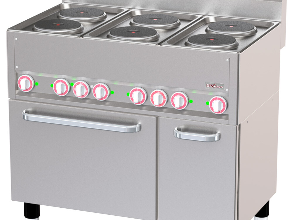 Fourneau 6 plaques électriques sur four à convection GN... - cuisine professionnel de qualité