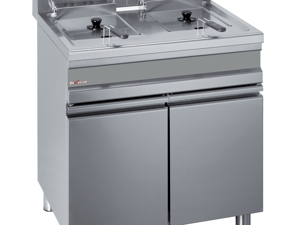 Friteuse électrique 2 cuves de 14 litres sur armoire - restauration professionnel de qualité