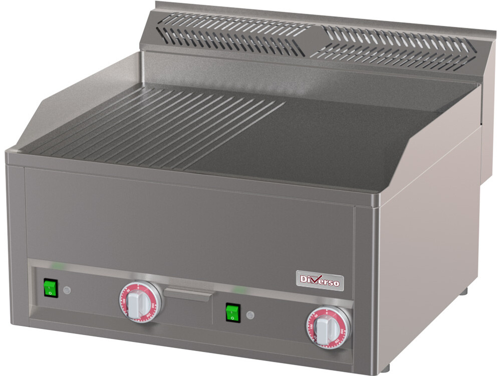 Plaque de cuisson double, éléctrique, 1/2 rainurée 1... - professionnel professionnel de qualité