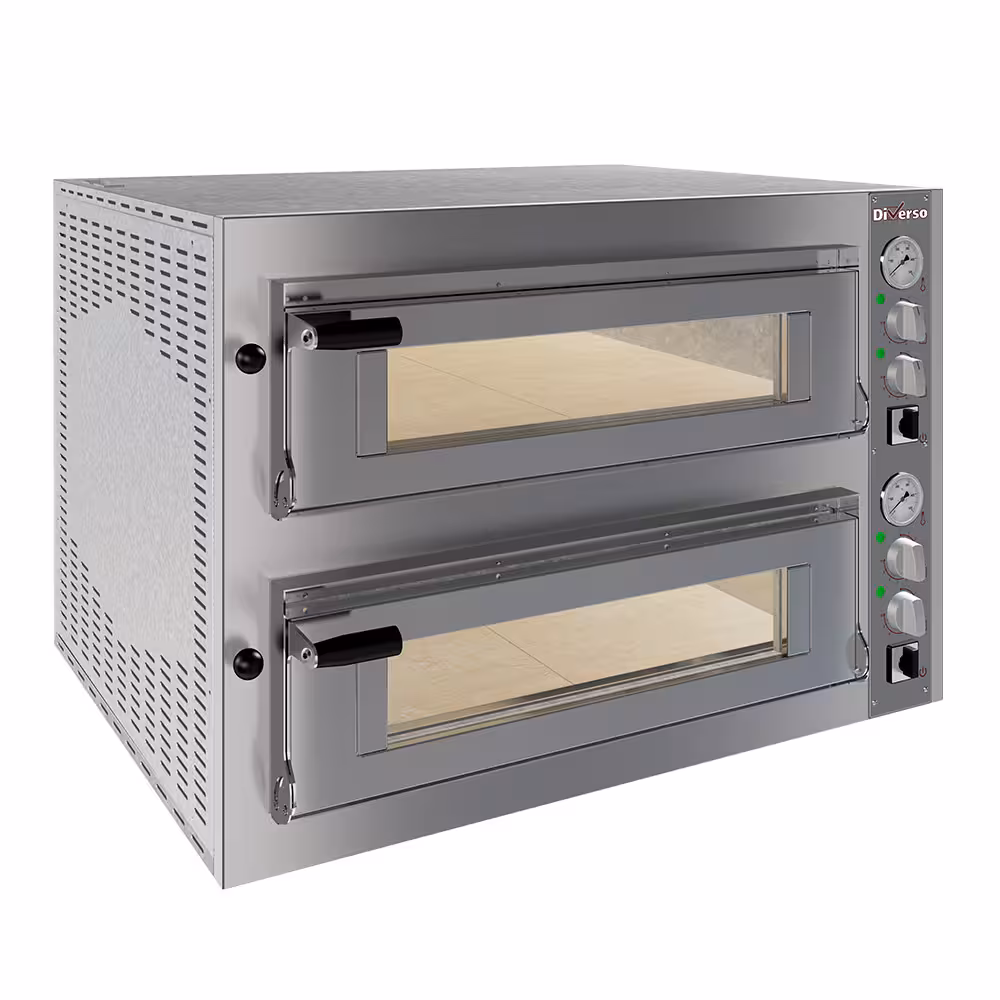 Four électrique 2x 4 pizzas diam.350mm,  2 chambres - cuisine professionnel de qualité