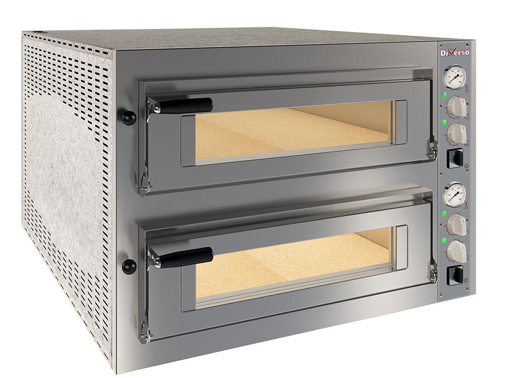 Four électrique 2x 6 pizzas diam.350mm,  2 chambres - cuisine professionnel de qualité