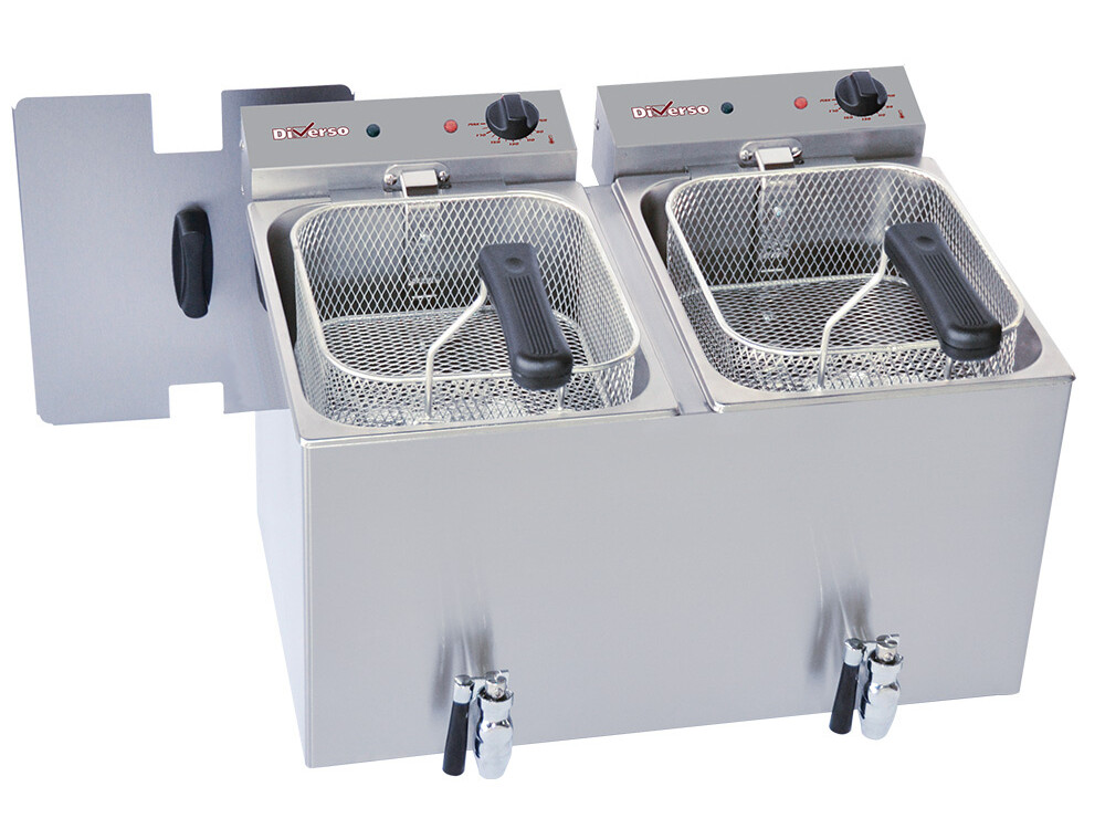 Friteuse de table électrique 2x 8 litres + robinet de vi... - restauration professionnel de qualité