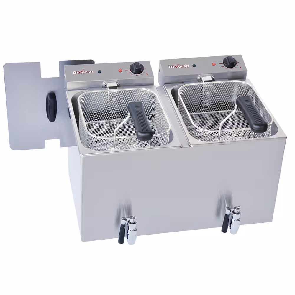 Friteuse de table électrique 2x 8 litres + robinet de vi... - restauration professionnel de qualité