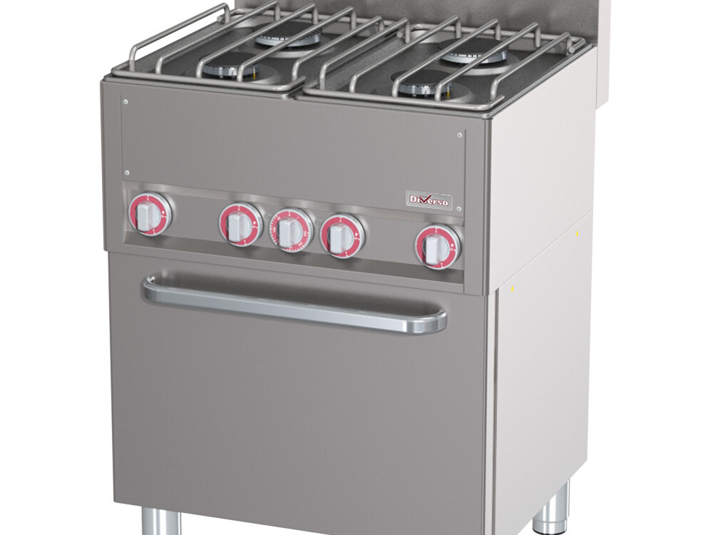 Fourneau 4 feux sur four à convection GN1/1 - professionnel professionnel de qualité