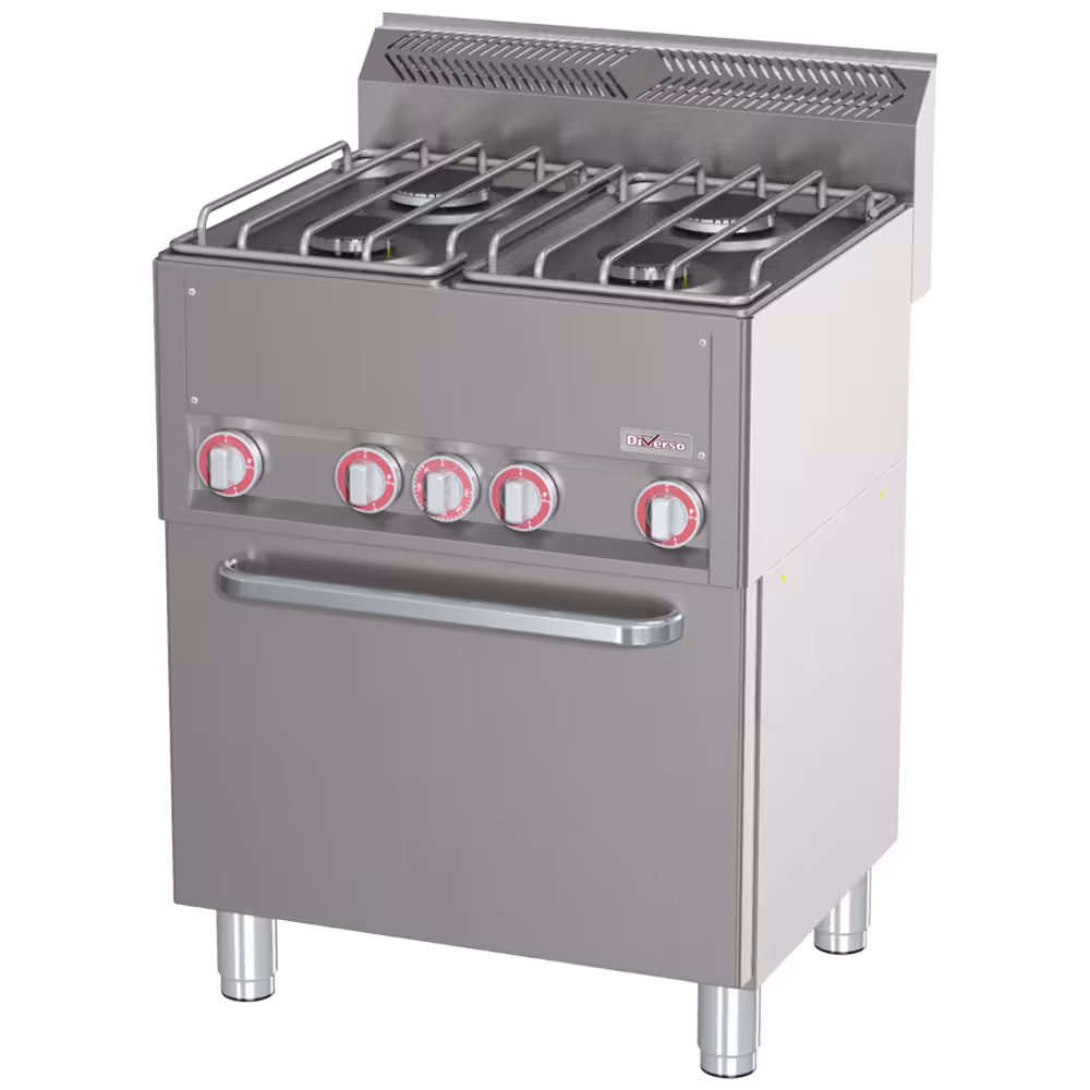 Fourneau 4 feux sur four à convection GN1/1 - professionnel professionnel de qualité
