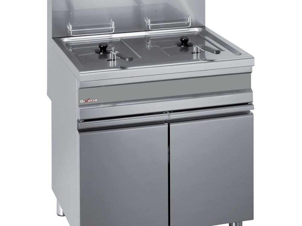Friteuse gaz 2 cuves 15 litres sur armoire - restauration professionnel de qualité