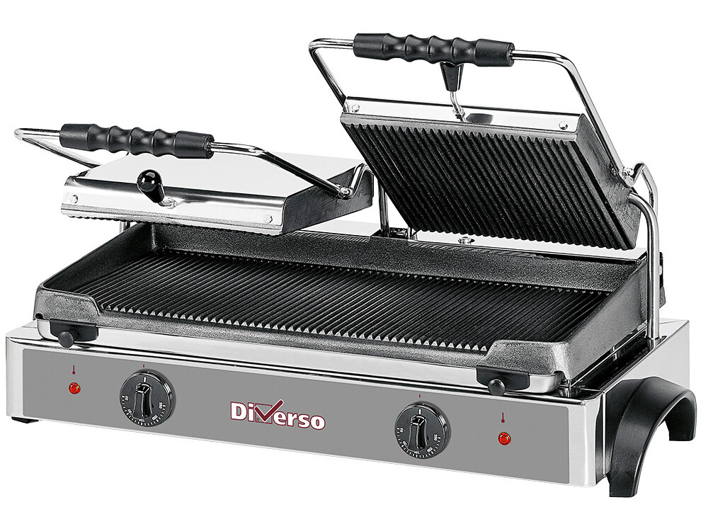 Grill panini électrique ,  plaques rainurées - restauration professionnel de qualité