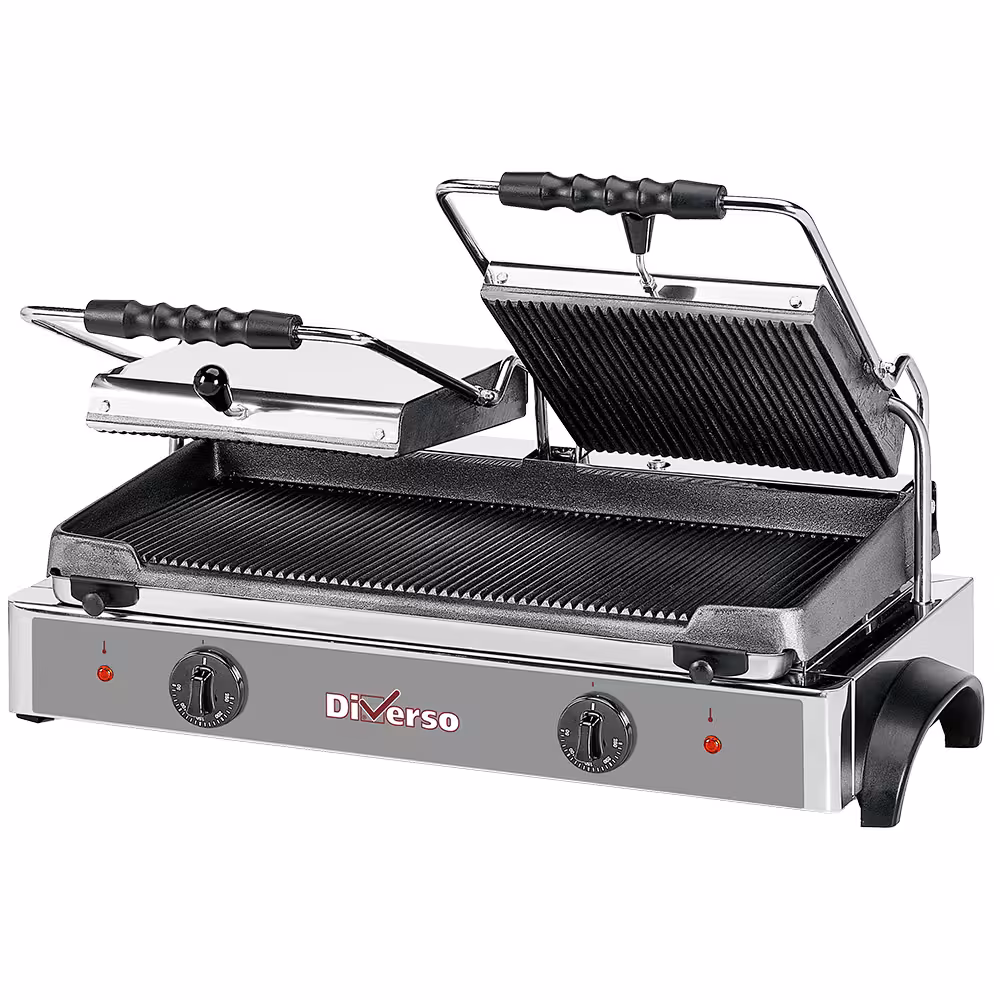 Grill panini électrique ,  plaques rainurées - restauration professionnel de qualité
