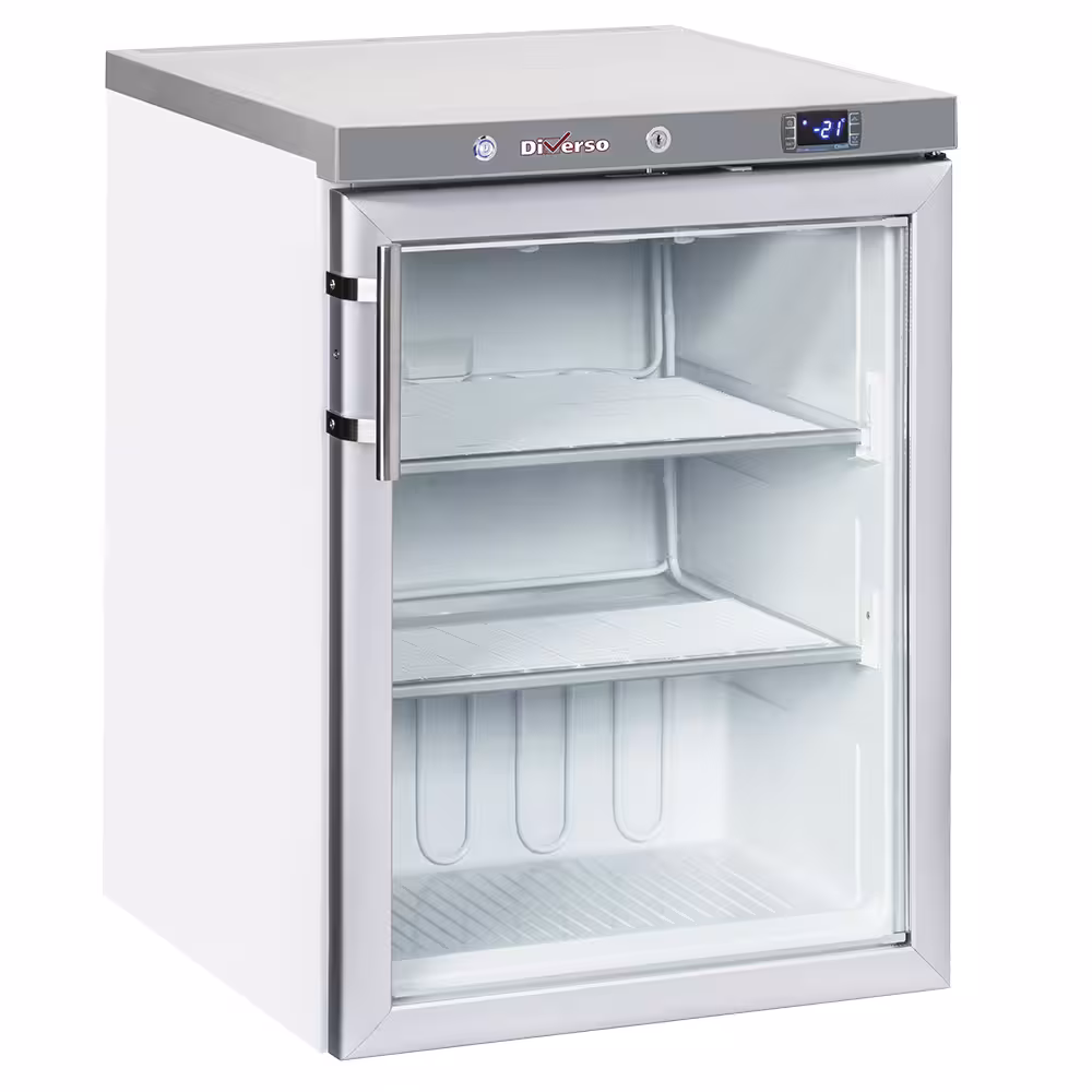 Congélateur statique,  porte vitrée,  200 litres - Blanc - restauration professionnel de qualité