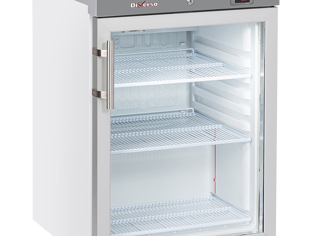 Frigo ventilé, porte vitrée, 200 Litres - blanc - professionnel professionnel de qualité