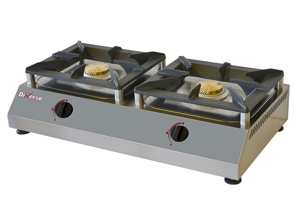 Réchaud de table gaz, 2 feux vifs 5 kW - restauration professionnel de qualité