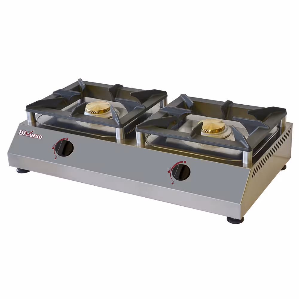 Réchaud de table gaz,  2 feux vifs 5 kW - restauration professionnel de qualité