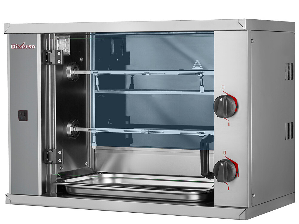 Rôtissoire à poulets vitrocéramique, 2 broches (6 pou... - professionnel professionnel de qualité