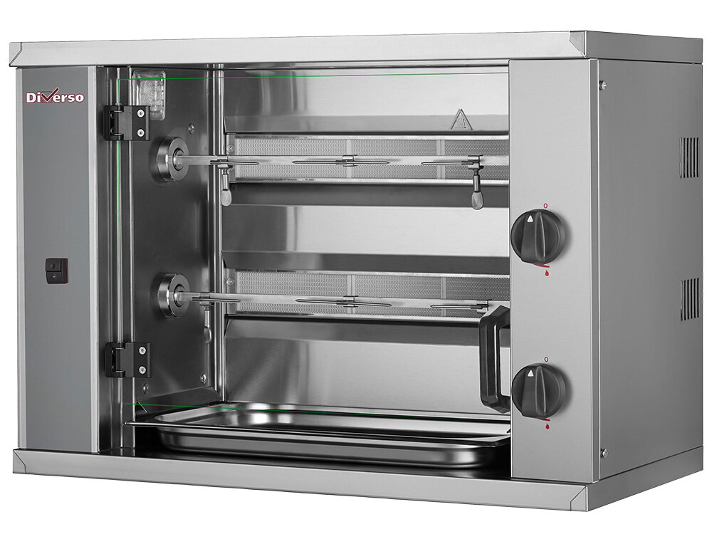 Rôtissoire à poulets gaz,  2 broches (6 poulets) - professionnel professionnel de qualité