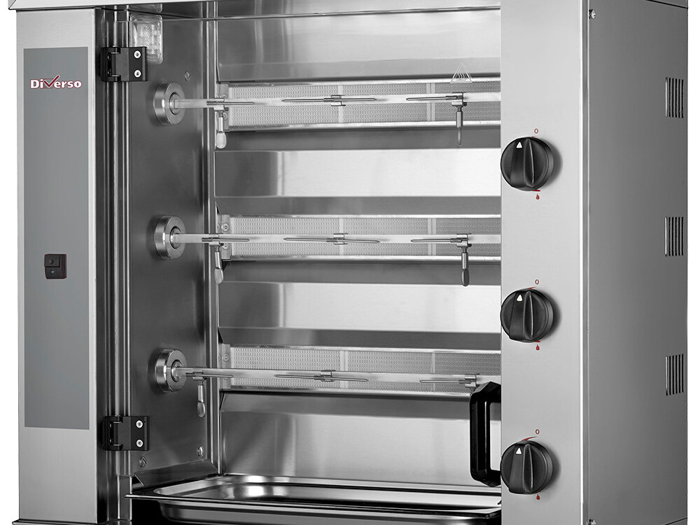Rôtissoire à poulets gaz,  3 broches (9 poulets) - professionnel professionnel de qualité