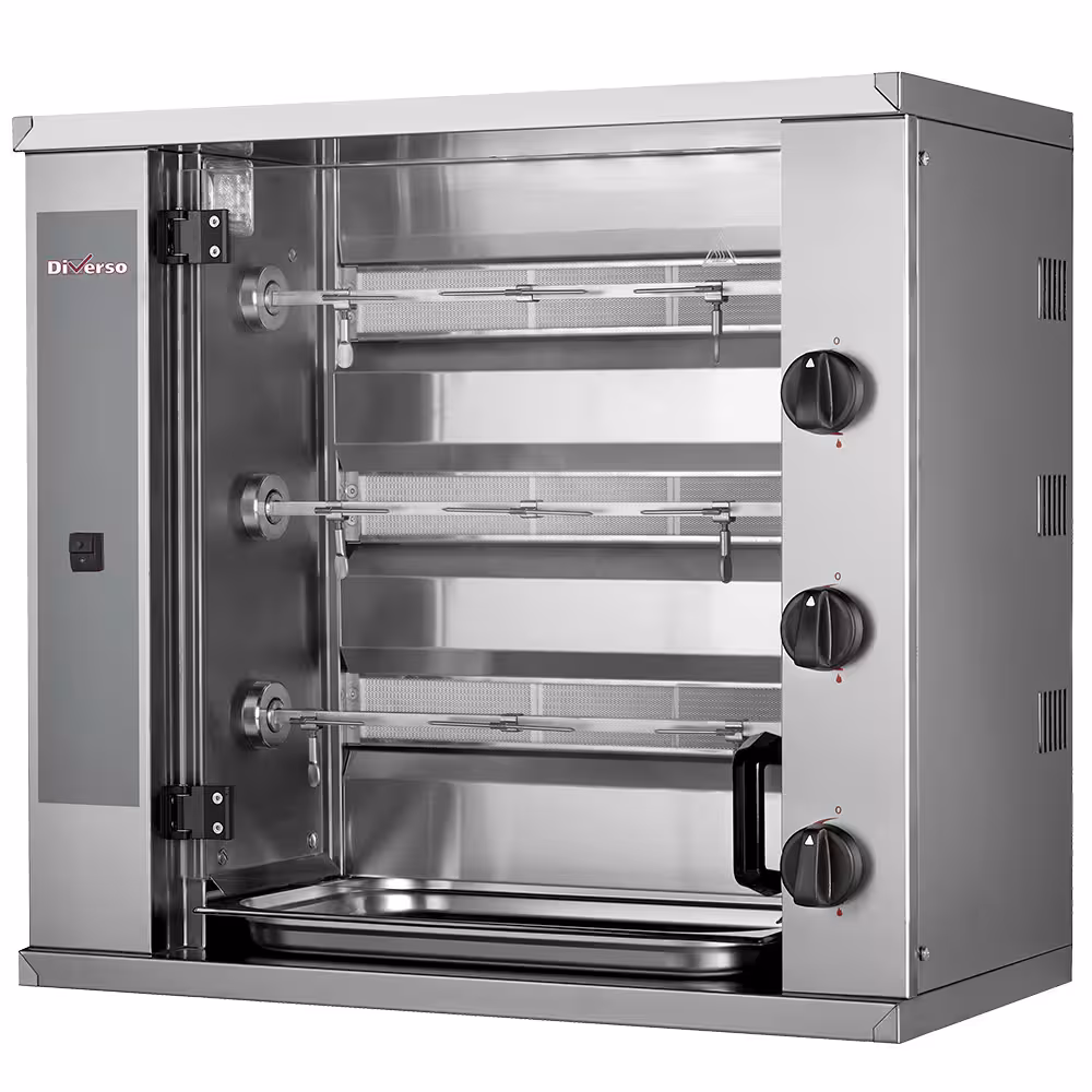 Rôtissoire à poulets gaz,  3 broches (9 poulets) - professionnel professionnel de qualité