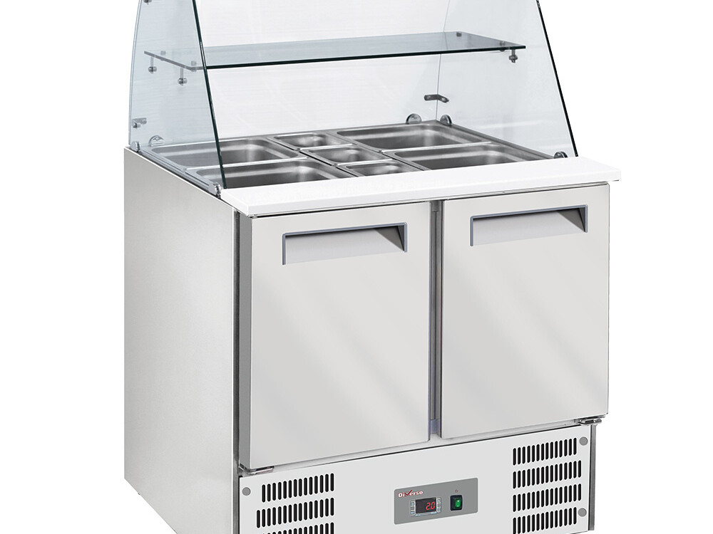 Saladette avec vitre bombée 2x GN1/1+3x 1/6-150 mm + ré... - restauration professionnel de qualité