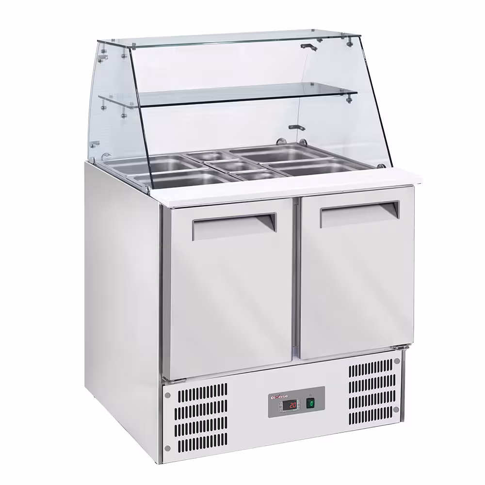 Saladette avec vitre bombée 2x GN1/1+3x 1/6-150 mm + ré... - restauration professionnel de qualité