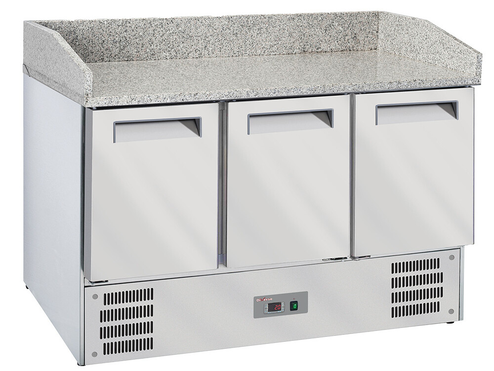 Table pizzas frigorifique 3 portes GN1/1, top en granit - équipement professionnel de qualité
