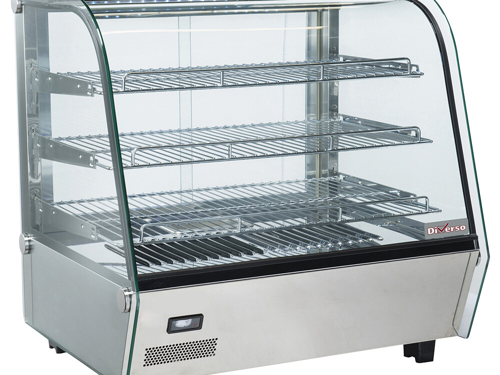 Vitrine chauffante de table, 3 niv., vitre bombée - professionnel professionnel de qualité