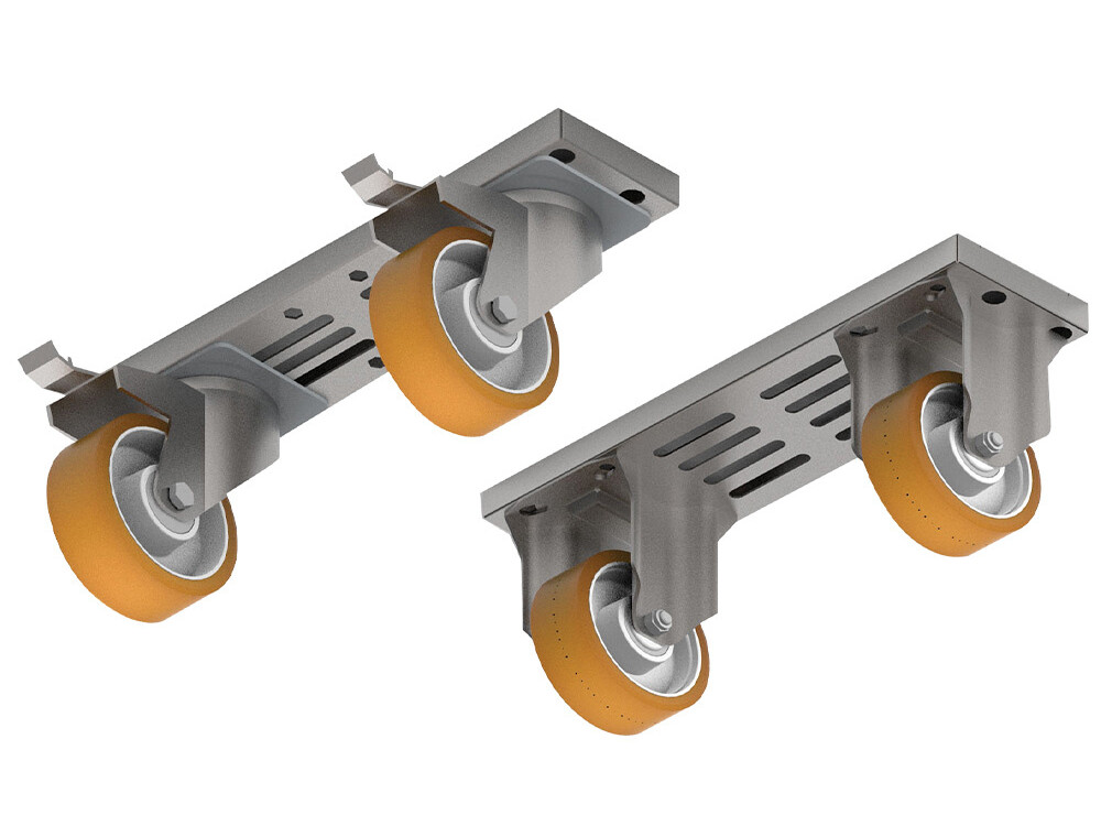 Kit 4 roues,  2 avec frein + 2 omégas module 400 - restauration professionnel de qualité