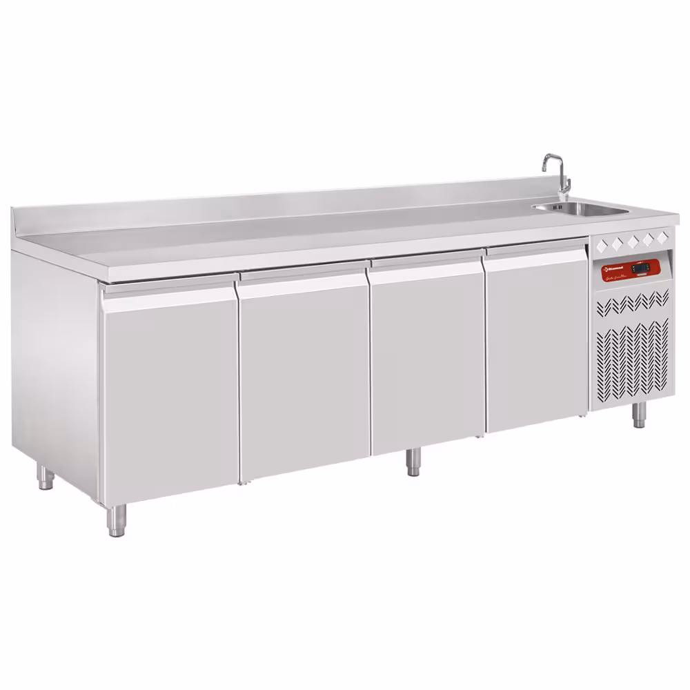 Table frigorifique "murale" ventilée,  4 portes 1/1,  55... - équipement professionnel de qualité