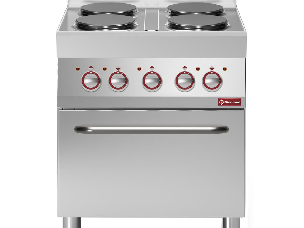 Fourneau 4 plaques électriques rondes, four 1/1 à conv... - cuisine professionnel de qualité