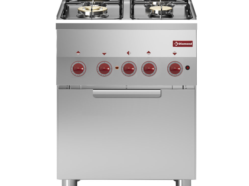Fourneau 4 feux gaz et four convection électrique 2/3 - équipement professionnel de qualité