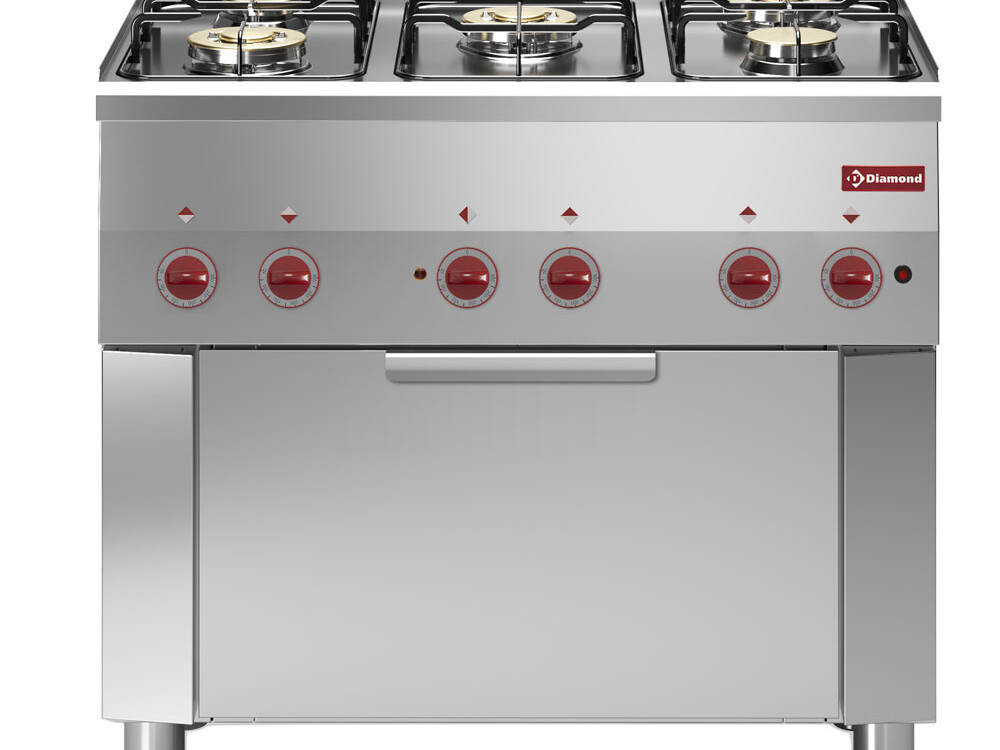 Fourneau 5 feux gaz et four convection électrique 1/1 - professionnel professionnel de qualité